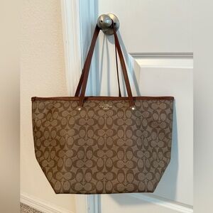 Coach Tan and Brown Signature Tote